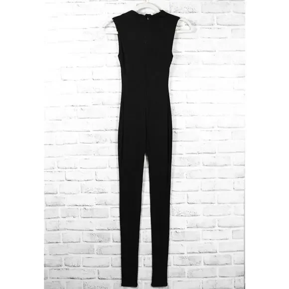 Naked Wardrobe Black NW Sleeveless Crew Neck Full Length Jumpsuit Women Small